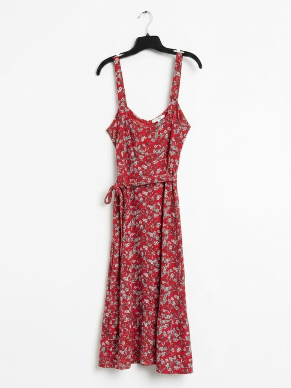 Banana Republic Red Floral Ruffle Midi Dress Size 10 - Picture 3 of 7